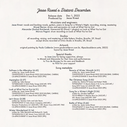 Jesse Rivest - Distant December - back cover