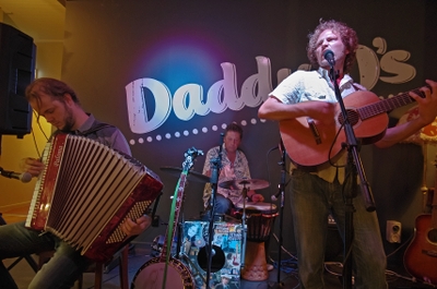 Jesse Rivest with Brendan and Peter at Daddy O's, by Donald Laing, 2013